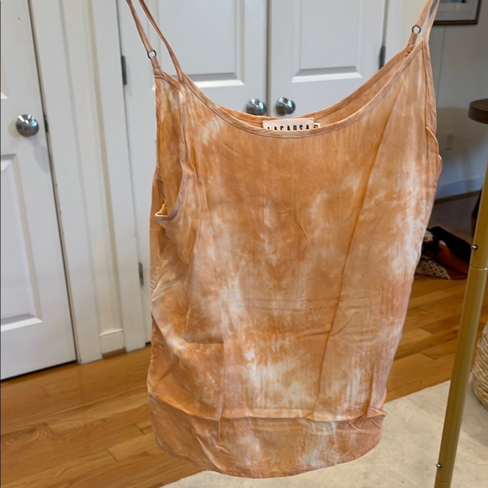 LACAUSA Coral Tie Dyed Relaxed Cotton Camisole